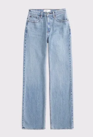 Abercrombie & Fitch Curve Love High Rise 90s Relaxed Jean in medium, size 23" thumbnail 1