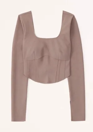 Abercrombie & Fitch long-sleeve corset crop top thumbnail 1