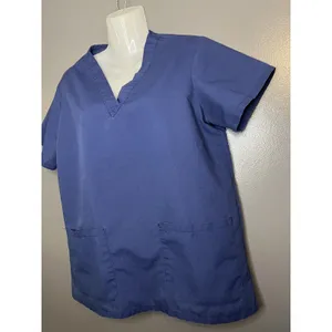 Angelica Scrub Top Shirt Womens Small Navy Blue V Neck Two Pocket Medical thumbnail 3