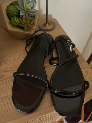 J.Crew Audrey Sandals In Patent Leather Black NEW $128 Size 9 thumbnail 5