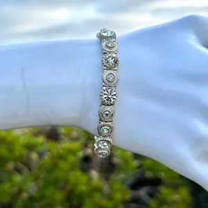 Silver tone rhinestone stretchy bracelet thumbnail 1