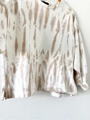 Banana Republic Tie Dye Tan Cream Boxy Fit Puff Sleeve Sweatshirt thumbnail 5