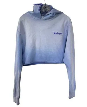 Madhappy Pullover Embroidered Logo Cropped Hoodie Light Blue Women's Size M thumbnail 1