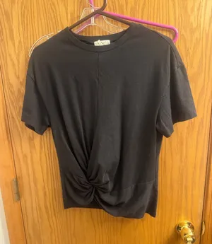 rag & bone Black Short Sleeve Twist-Front Tee thumbnail 1