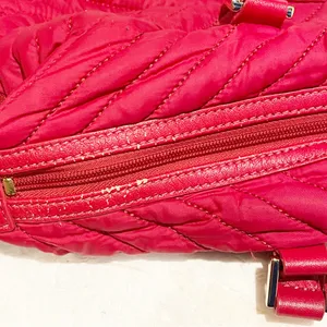 Tory Burch Red‎ Quilted Nylon Slouchy Satchel Shoulder Handbag Purse thumbnail 7