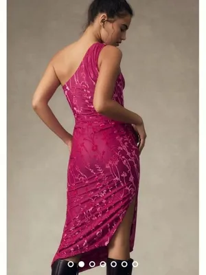 Anthropologie l Hutch One-Shoulder Ruched Velvet Dress thumbnail 2