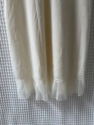 Vintage ivory slip dress lace ruffle demure fairycore retro small READ thumbnail 3