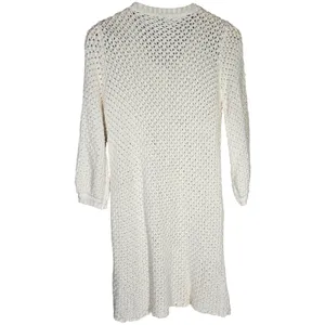 Cartise Womens Medium Cream Cotton Knit Crochet Button Front Cardigan Duster‎ thumbnail 2