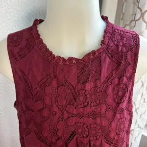 Doe & Rae Burgundy Sleeveless Lace Top Size M thumbnail 1