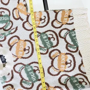 CIDER Cream Bear Print Knit Sweater with Long Ribbed Cuffs - Size S thumbnail 6