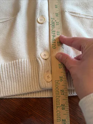 Lacoste Cream V-Neck Cardigan with Athletic Patch size medium thumbnail 11