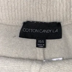 Cotton Candy LA pull on loungewear pants Cream color with grey/black accents thumbnail 7