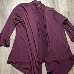 Torrid Burgundy Open Front Silky Cardigan Size 2 (2X) thumbnail 2