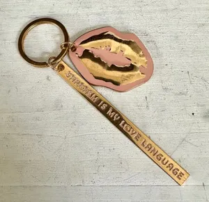 Lips keychain that says “ Sarcasm is my Love language “ thumbnail 1