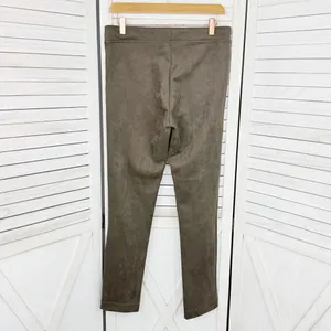 Calvin Klein Faux Suede Skinny‎ Pull On Pants Taupe Tan Small Leggings thumbnail 3