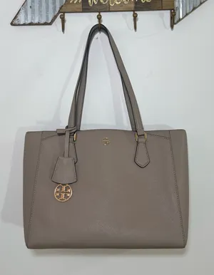 Tory Burch Gray Leather Tote Bag EUC thumbnail 1