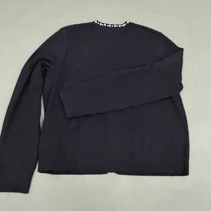 Adrianna Papell Black Pearl Rhinestone Bow Cardigan Sweater Gold Buttons Large thumbnail 9