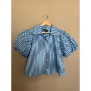 J. CREW Gamine Puff Sleeve Shirt in Stripe Size 4 thumbnail 3