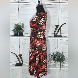 Vintage 70s Floral Dress Red Black flared sleeve boho fairy festival Ren fair M thumbnail 4
