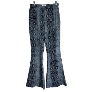 Missy Empire Snakeskin Print Bell Bottom Flare Pants Grey Goth Edgy Size 14 thumbnail 2