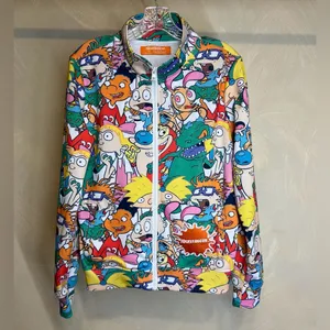 Nickelodeon 2021 Women Cowl Neck Full Zip cartoon Jacket Rugrats,Hey Arnold|SZ:L thumbnail 1