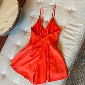 Rumor Boutique Orange Pleated Romper Size Small thumbnail 13