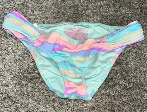 Victoria's Secret Pastel Tie-Dye Bikini Bottoms - Mint, Pink, Purple thumbnail 1