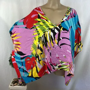 Natori Floral Print Bora Bora Short Sleeve Tunic Caftan Top NEW M thumbnail 6
