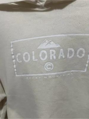 Cream Colorado Cropped Sweatshirt Mountain Graphic Size Medium thumbnail 3