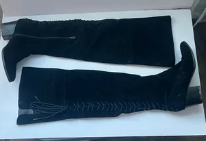 Aldo Womens Boots Black Real Suede Over The Knee Haskova Size 8.5 Pointed Toe‎ = thumbnail 1