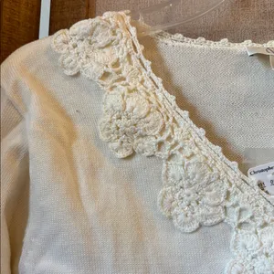 Christopher & Banks Cream Lace Detail Long Sleeve knit Top large NWT thumbnail 2