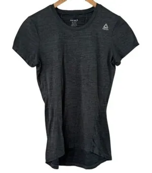 Reebok Womens Gray Space Dye Heathered‎ Short Sleeve Athletic T-Shirt Size Small thumbnail 1