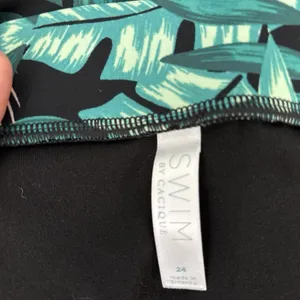 Cacique Swim Skirt Plus Size 24 Green Tropical Leaf Ruched Tankini Bottom Summer thumbnail 7