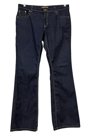 Roberto Cavalli H&M Dark Wash Bootcut Jeans Womens 14 Low Rise Gold 34x32 thumbnail 1