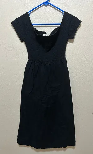 Abercrombie & Fitch Black Smocked Midi Dress Size XS Cottagecore Coquette thumbnail 1