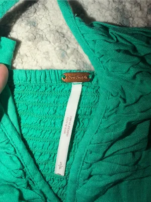 Free People Green Ruched Halter Crop Top Boho 100% Cotton Size Small thumbnail 4