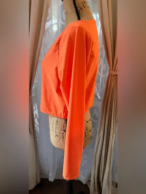 Antonio Melani XL Bright Orange Cropped Cardigan Covered Buttons Stretch thumbnail 4