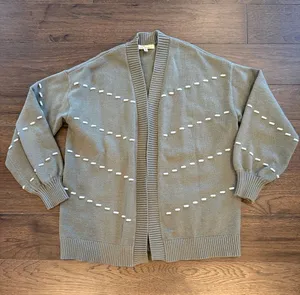 LaSerein Green Dot Stitch Long Sleeve Open Front Cardigan - Size Small - C2-032 thumbnail 1