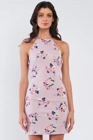 Floral Open Strappy Back Mini Dress Medium thumbnail 2