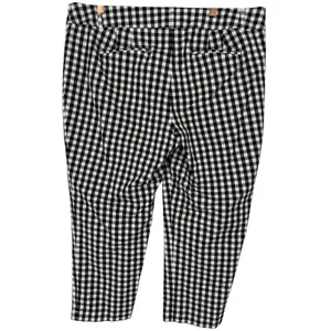 Ann Taylor Women's Curvy Gingham Cropped Pants Black White Check Size 16 Preppy thumbnail 5
