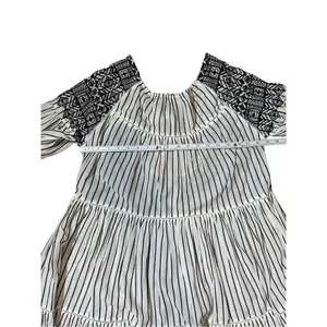 Free People Women's Boho Mini Lola Striped Dress White Black Tiered Embroidered‎ thumbnail 13