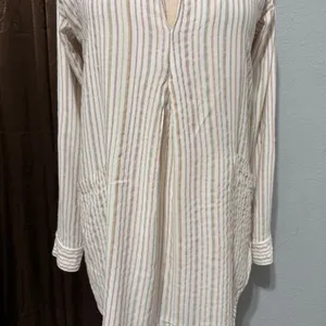 Free People Striped Tunic Shirt‎ Womens XS Long Sleeve Boho Split Neck Pullover thumbnail 11