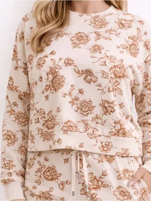 NEW Altar’d State AS Revival Brown Floral Super Soft Sweatshirt Size XS NWT thumbnail 1
