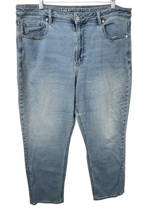 American Eagle Plus Size 18‎ Mom Jeans Light Wash Stretch High Rise Relaxed 834 thumbnail 1