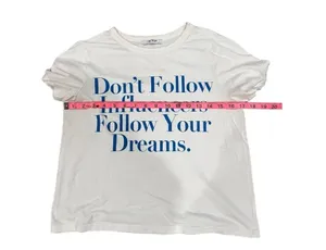 Zara graphic baby blue letter boxy cropped top tee women's medium influencer thumbnail 3