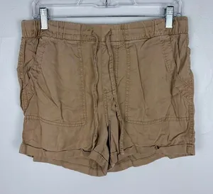 GAP Pull-On Tencel Shorts Tan Cuffed Elastic‎ Waist Breathable Small thumbnail 1