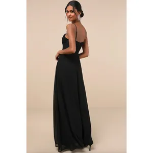 Lulus Sweeney Black Sleeveless Maxi Dress Side lit Chiffon Formal XL NWT thumbnail 4