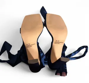 Navy blue Lulus satin ankle strap heels thumbnail 3