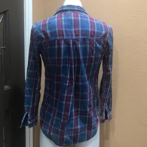 Sneak peek plaid button up shirt Blue thumbnail 4