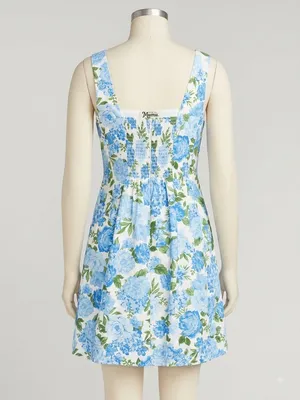 Show Me Your Mumu Mini Dress Womens XL Blue Floral Cottage Smocked thumbnail 3